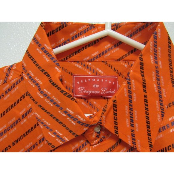NBA York Knicks Size 2XL Button Up Dress Shirt Orange by Headmaster Designer - Picture 4 of 4